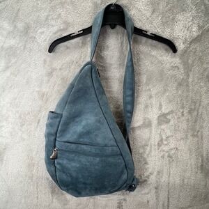 AmeriBag Healthy Back Bag Slate Blue Microfiber Suede Sling Crossbody M Gorpcore